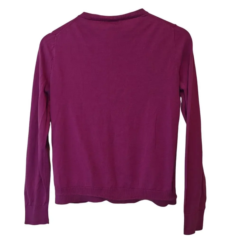 J.Crew Caryn Cardigan Sweater Purple Button Front Lightweight Womens S